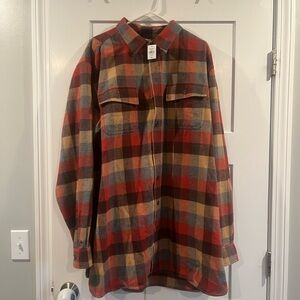 LL Bean NWT Plaid Flannel Chamois Shirt